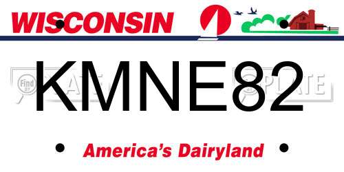KMNE82 Wisconsin License Plate