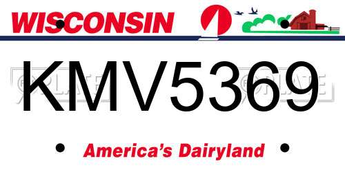 KMV5369 Wisconsin License Plate