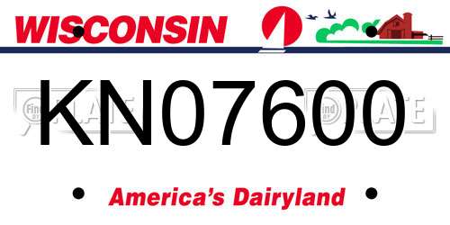 KN07600 Wisconsin License Plate