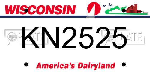 KN2525 Wisconsin License Plate
