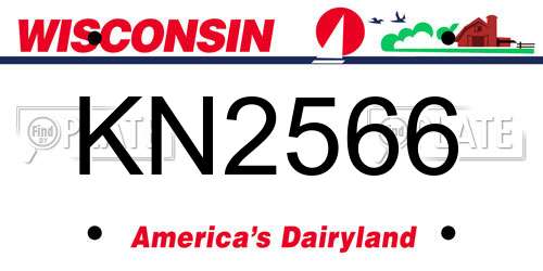 KN2566 Wisconsin License Plate