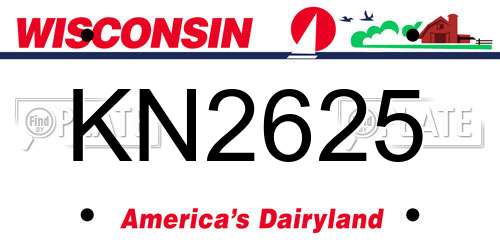KN2625 Wisconsin License Plate