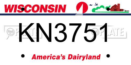 KN3751 Wisconsin License Plate