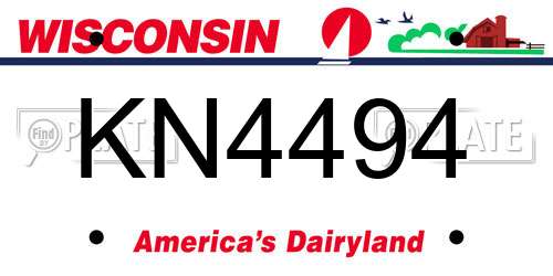 KN4494 Wisconsin License Plate