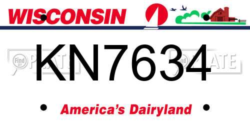 KN7634 Wisconsin License Plate