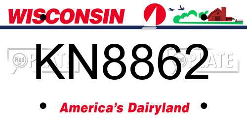 KN8862 Wisconsin License Plate