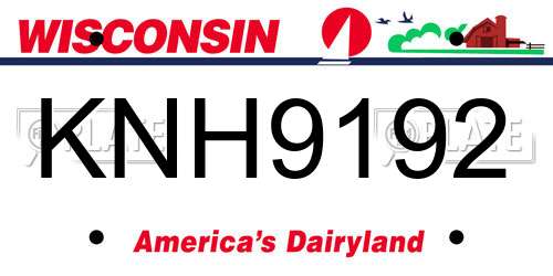 KNH9192 Wisconsin License Plate