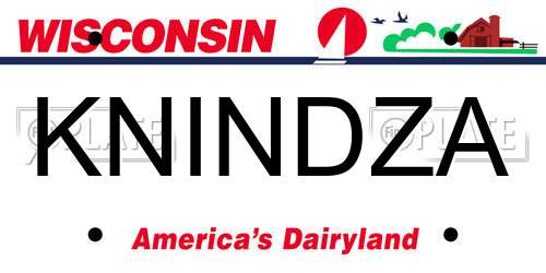 KNINDZA Wisconsin License Plate