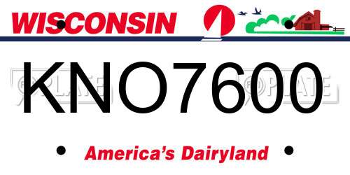 KNO7600 Wisconsin License Plate