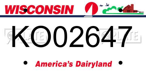 KO02647 Wisconsin License Plate