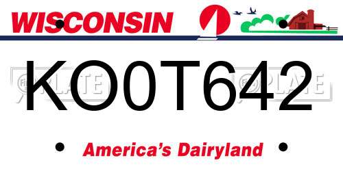 KO0T642 Wisconsin License Plate