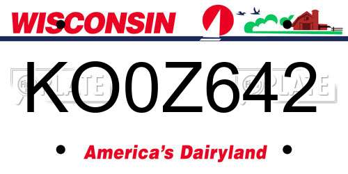 KO0Z642 Wisconsin License Plate