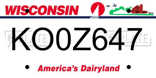 KO0Z647 Wisconsin License Plate