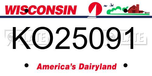 KO25091 Wisconsin License Plate