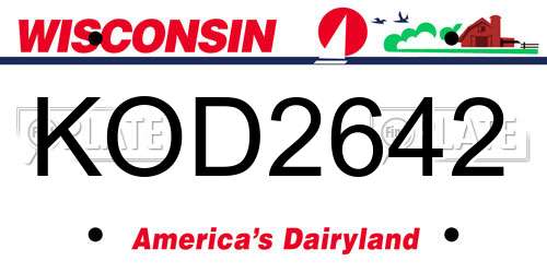KOD2642 Wisconsin License Plate