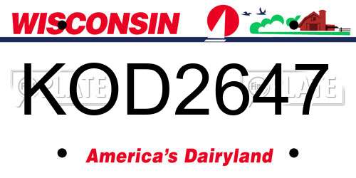 KOD2647 Wisconsin License Plate