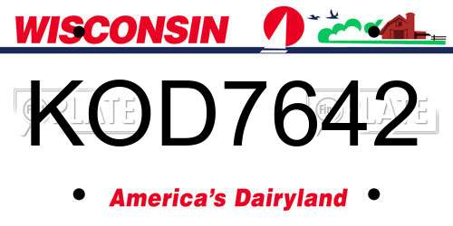 KOD7642 Wisconsin License Plate