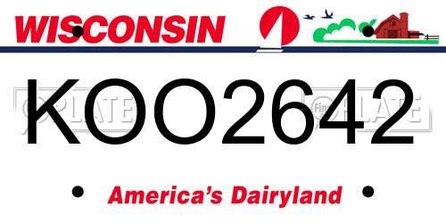 KOO2642 Wisconsin License Plate