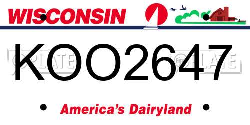 KOO2647 Wisconsin License Plate