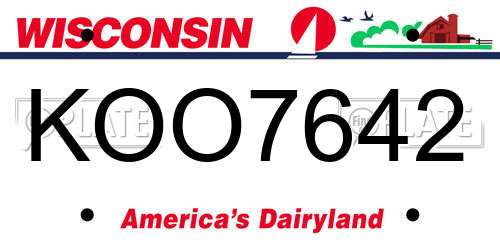 KOO7642 Wisconsin License Plate