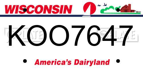 KOO7647 Wisconsin License Plate