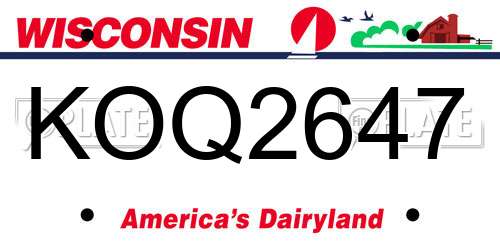 KOQ2647 Wisconsin License Plate