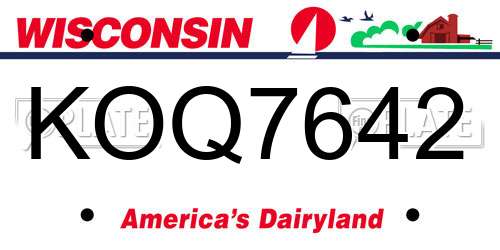 KOQ7642 Wisconsin License Plate