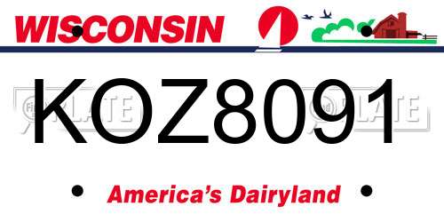 KOZ8091 Wisconsin License Plate