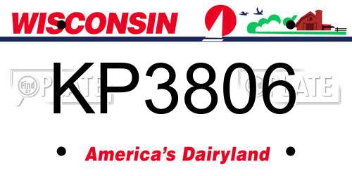 KP3806 Wisconsin License Plate