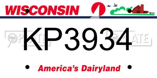 KP3934 Wisconsin License Plate