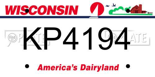 KP4194 Wisconsin License Plate