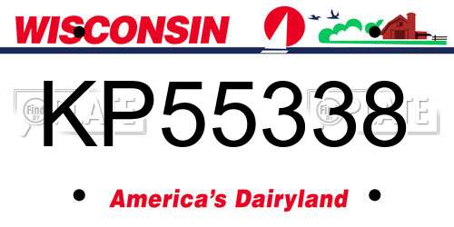 KP55338 Wisconsin License Plate