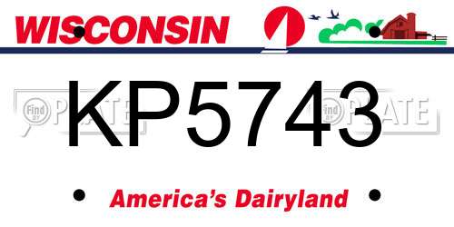 KP5743 Wisconsin License Plate