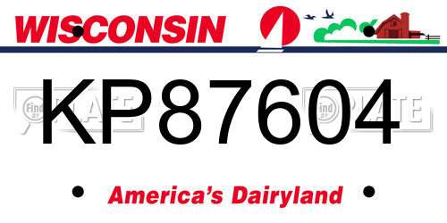 KP87604 Wisconsin License Plate