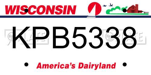 KPB5338 Wisconsin License Plate