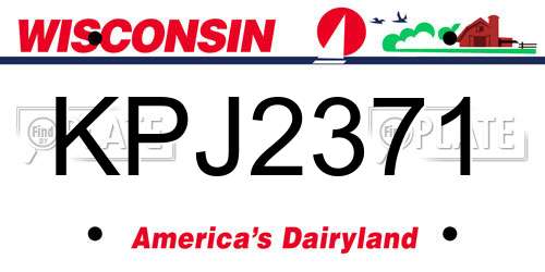 KPJ2371 Wisconsin License Plate