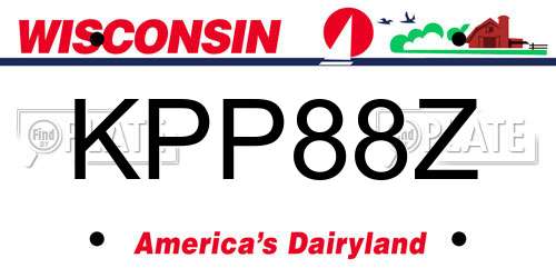 KPP88Z Wisconsin License Plate