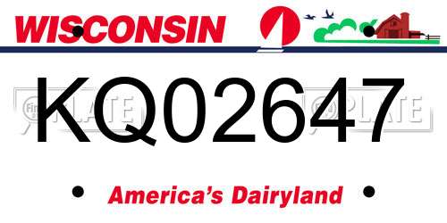 KQ02647 Wisconsin License Plate