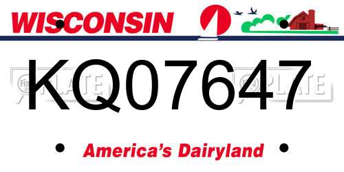 KQ07647 Wisconsin License Plate