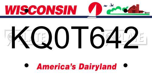 KQ0T642 Wisconsin License Plate