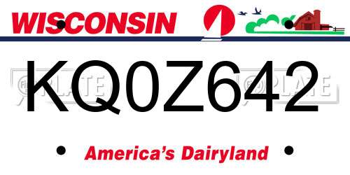 KQ0Z642 Wisconsin License Plate