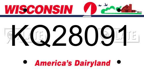 KQ28091 Wisconsin License Plate