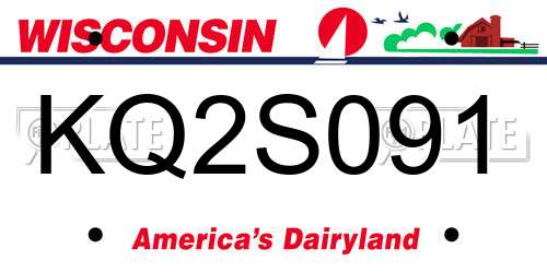 KQ2S091 Wisconsin License Plate