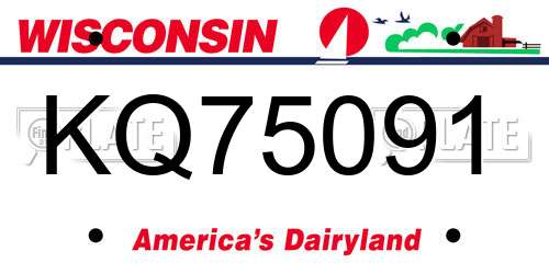 KQ75091 Wisconsin License Plate