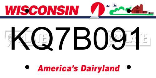 KQ7B091 Wisconsin License Plate