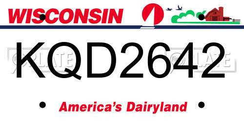 KQD2642 Wisconsin License Plate