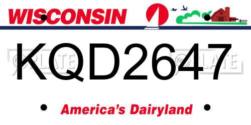 KQD2647 Wisconsin License Plate