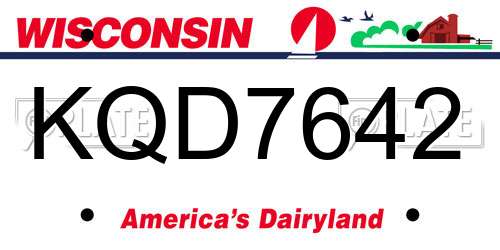 KQD7642 Wisconsin License Plate