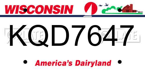 KQD7647 Wisconsin License Plate