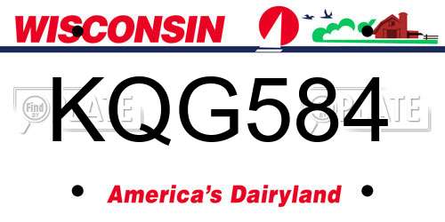 KQG584 Wisconsin License Plate